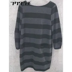 ◇ Perle Peche ペルルペッシュ ボーダー柄 長袖 膝丈 ワンピース サイズ38 グレー ブラック レディース 【中古】 【1002801903923】のサムネイル