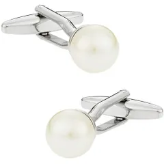 カフス カフスボタン アイボリー スワロフスキー パール カフリンクス
