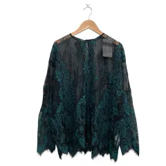 ザラウーマン ZARA WOMAN タグ付き 総レース ブラウス トップス 花模様 フリンジ ブラック グリーン XS