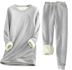 【グレー】スウェット セットアップ レディース 裏起毛 ルームウェア 部屋着 暖かい トレーナー ジョガーパンツ 秋冬