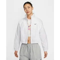 ナイキ ナイロン ジャケット クロップド丈 レディース NIKE オーバーサイズド レペル UVプロテクション アウター はっ水 ショート丈ジャケット トレーニング  女性 スポーツウェア 白 ホワイト 服/HJ1000-100