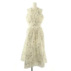 DEA. by ROBE de FLEURS ディア バイ ローブドフルール 花柄ホルターネックフレアロングキャバドレス ワンピース ロング L ホワイト /HK ■OS