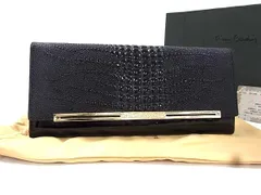 ■新品■未使用■ pierre cardin ピエールカルダン クロコダイル型押しパテントレザー クラッチバッグ 長財布 ブラック系 BJ4116のサムネイル