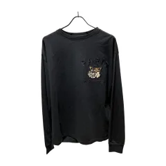 Paris Saint-Germain (パリサンジェルマン) ③ 22070340000930 カレッジロゴ刺繍 ロングスリーブ Tシャツ メンズ ブラック L