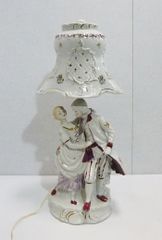 ロココ調 陶器人形 フィギュリン スタンドライト 卓上照明 ランプ 貴族 貴婦人 ダンス 舞踏会 動作確認済
