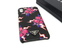 ■極美品■ PRADA プラダ サフィアーノレザー ハート iPhoneXSMax 対応 アイフォンケース スマホケース ブラック系 FB8319