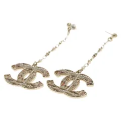 CHANEL (シャネル) ココマーク ロゴモチーフチェーンピアス ゴールド/ピンクのサムネイル