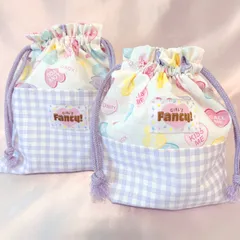 キャンディハート　ギンガムチェック　給食袋　コップ袋　巾着　ゆめかわいい　可愛い