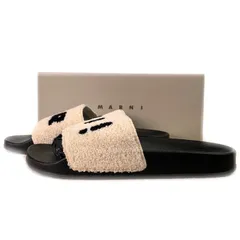 完売 美品✨MARNI 黒 テリークロス ボア ロゴベルト シャワーサンダル 靴