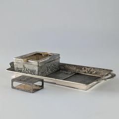 【送料無料】　煙草盆　タバコセット　ディスプレイ　撮影小物　小道具　日本製　時代物　年代物　アンティーク　古道具