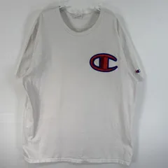 古着 チャンピオン Champion 半袖Tシャツ ワンポイント ロゴ 大きいサイズ 肉厚 クルーネック X-LARGE  ホワイト 無地 メンズ