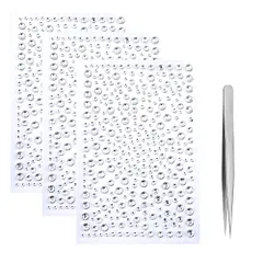 【数量限定】円形 自己粘着性 ダイヤモンド 白色 デコパーツ 携帯電話飾り用 ジュエリーシール DIY用 多種多様 4枚セット 手芸用品 ハンドメイド ラインストーンステッカー アクセサリーパーツ