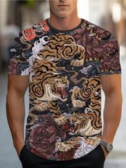 和柄 プリント 半袖Tシャツ 304  黒 派手 ストリート ダンス B系 ヤクザ ヤンキー オラオラ系 悪羅悪羅 ホスト 服 メンズ ファッション