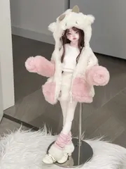 海外ディーラー製 ドール服 1/4 MDD 球体関節人形 もこもこ ピンク-C1109