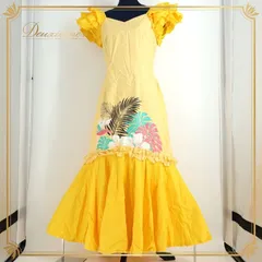 【美品 日本製 フラダンス衣装】イエロー Paondor ワンピース ドレス 茶 美品 日本製 フラダンス衣装】イエロー Paondor ワンピース