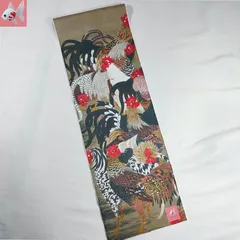 QJLLCC 古美術　まるで伊藤若冲　アート帯　刺繍　高級ビンテージ　鳥 QJLLCC 古美術まるで伊藤若冲アート帯刺繍高級ビンテージ鳥
