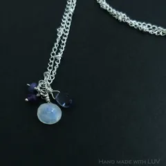 天然石 シルバーネックレス  ブルームーンストーン × アイオライト
