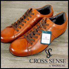 新品 定価14,300円 マドラス madras クロスセンス 本革レザー スニーカー 25.5cm 茶 レースアップ CROSS SENSE