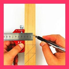 【スタッフおすすめ！】CarAngels 木工ケガキ工具セット マグネット付き ルーラーストップ & ステンレスルーラー 45度・90度 ケガキゲージ位置決め (CX300-1)
