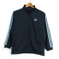 アディダス ジャージ ジャケット アウター クライマ365 スポーツウエア キッズ 男の子用 150サイズ 紺×水色 adidas 【中古】