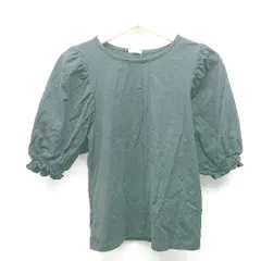 ◇ GU　ジーユー クルーネック パフスリーブ カジュアル シンプル 半袖 カットソー サイズM ブラック レディース E  【1310050004750】