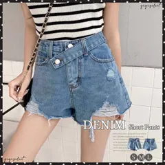 デニムショートパンツ レディース 韓国風ダメージジーンズ ハイウエスト ホットパンツ カットオフ ボトムス 無地 ワイドパンツ ヴィンテージ デニム 短パン細見え 短パン 着やせ ジーンズ 美脚 ショーパン