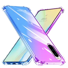 【新着商品】SOG07 ケース 耐衝撃 ケース 軽・薄 SO-52C 全面保護 黄ばみなし ソフト グラデーション TPU レンズ保護 透明 傷防止 滑り防止 クリア エクスペリア10 IV IV スマホケース 10 パープル+ブルー Xperia SJ76.