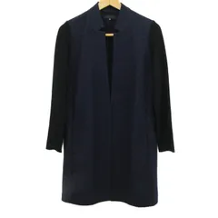 アイシービー ノーカラーコート ウール アウター レディース Sサイズ 紺×黒 iCB 【中古】