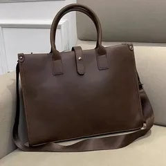 【新品未使用】h メンズ 手提げバッグ ショルダーバッグ ビジネスバッグ ノートパソコンバッグ 大容量 カジュアル 斜め掛け PUレザー