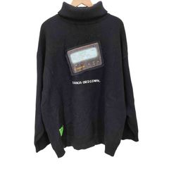 ユーズドフルギ USED古着 {{TAKA ORIGINAL}} Beeper Turtleneck Knit プリント タートルネック ニット セーター メンズ JPN：XL 
