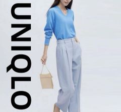 ユニクロ UNIQLO タックワイドパンツ ツータック ブルー サイズS