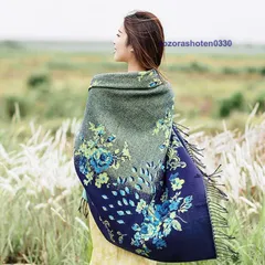 大判ストール レディース ストール 大判 マフラー ショール スカーフ 花柄 ひざ掛け 肩掛け 厚手 フリンジ 春 冬 正方形 xzjhith#