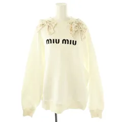 miumiu スウェット カットソー ストーン装飾 ホワイト トレーナー miumiu スウェット カットソー ストーン装飾 ホワイト トレーナー