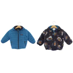パタゴニア Patagonia Baby Reversible Down Sweater Hoody リバーシブル ダウンジャケット ジップアップ フード 柄 2T 青 61371 /BM