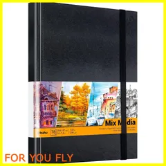 【在庫処分】Ohuhu アクリル絵の具用スケッチブック 水彩画用紙 200gsm 254*187mm 78枚/156ページ ミックスメディア 超厚口 子ども・大人にも アクリル絵具/水彩/色鉛筆/マーカー/水彩毛筆/水性ペン イラスト 落書き メモ 絵画 子供