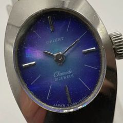 ◎【✨希少✨】稼働品　70s ORIENT シャマード 手巻 21石　　Y1204-15101 レディース　アンティーク ヴィンテージ　オリエント　腕時計　watch 手巻き　ブルー　Blue 女性用　婦人用　ビンテージ　高級　ブランド　おしゃれ　かわいい