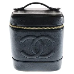 CHANEL (シャネル) ココマーク バニティバッグ ケース ポーチ ブラック キャビアスキン ゴールド金具