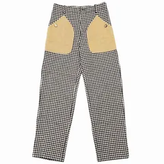 ロエベ LOEWE 美品 千鳥格子柄 ハウンドトゥース ストレート パンツ ワイド ウール 黒 ブラック 白 46 約L 0922のサムネイル