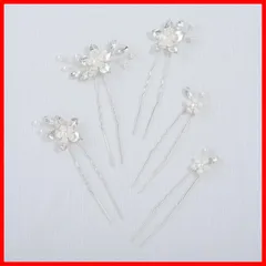 【即発送】シルバー 和風 ヘアアクセサリー ヘアアクセサリー 和装用髪飾り パーティー 入学式 卒業式 発表会 二次会 披露宴 結婚式 (タイプ9) フラワー 髪飾り 髪飾り ウェディングヘッドドレス 手作り 花嫁 5点セット パールUピン 花モチーフ 木の葉