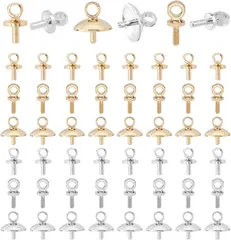 PH PandaHall 挿入ヒートン 約60個 6種 ネジヒートン 2色 レジン アクセサリーパーツ 収納ケース付き( 混合色)