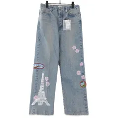 TANAKA タナカ デニムパンツ SP-2-PB THE JEAN TROUSERS ボタンフライ ペイント ワッペン PARIS BLUE 32 タグ付き 71013632