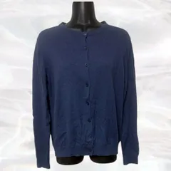 UNIQLO　ユニクロ　カーディガン　ネイビー　レディース　フロントボタン　長袖　無地　ベーシック　シンプル　定番　丸首　伸縮性あり