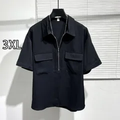 [3XL]メンズ ファッション 服  オシャレ シンプル 大人 かっこいい 大きいサイズ ストリート 紳士服 夏 薄手 ゆったり アイロン不要 ハーフ ジップ 半袖 シャツ ドレープ シンプル ワークウェア ファッション