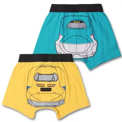 【Cセット B53783Y/GR】 キッズ パンツ 下着 男の子 子供 ボクサーパンツ 2枚 セット JR 新幹線 110 120 130cm 綿100% 子ども こども 保育園 幼稚園 小学生 かわいい 肌着 電車 鉄道 子供服