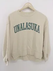 ◇ earth music&ecology アース ミュージック＆エコロジー プリント 長袖 トレーナー サイズF ベージュ レディース E  【1305010006561】