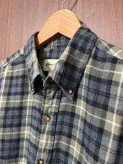 Eddie Bauer(エディーバウアー) グリーン×ネイビー×ホワイト ネルシャツ サイズM 古着