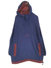 古着 90s NIKE センター スウォッシュ 刺しゅう ハーフジップ ナイロン ジャケット パーカー XL位 古着