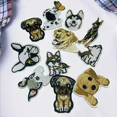 11枚セット アップリケ 犬 アニマル ワッペン 5-8cm 刺繍 手芸 かわいい おしゃれ 可愛い 刺繍セット アイロン接着 イヌ いぬ 動物 t2068