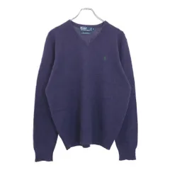 Polo by Ralph Lauren ポロ ラルフローレン Vネック ウールニット セーター パープル(メンズ M)中古 古着 v2093