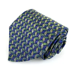 ミッソーニ ブランドネクタイ 総柄 幾何学模様 シルク イタリア生地 メンズ ブルー Missoni 【中古】